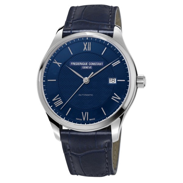 Montre Frédérique Constant Classics automatique cadran bleu bracelet cuir bleu 40 mm