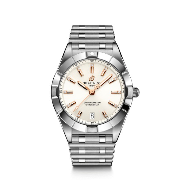 Breitling Chronomat Lady Superquartz watch white dial with diamond indexes 32 mm