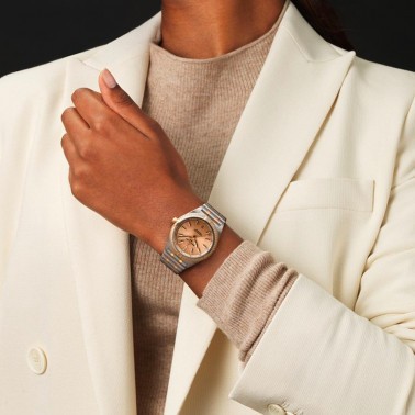 Montre Breitling Chronomat Lady Automatic or rose et acier cadran cuivre lunette et index diamants 36 mm U10380591K1U1