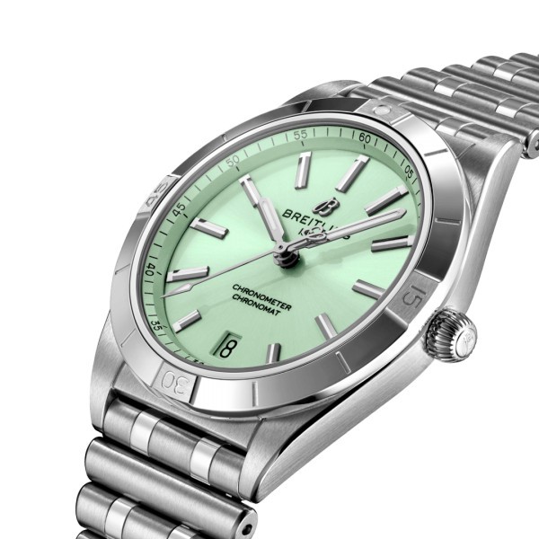 Montre Breitling Chronomat Lady Automatic cadran vert bracelet acier 36 mm A10380101L1A1 