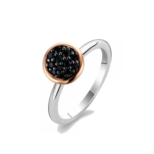 Bague TI Sento Bella Vita en argent et zircons noirs