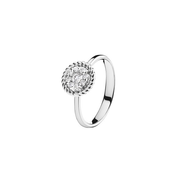 Bague Ronde en or blanc et pavée de diamants