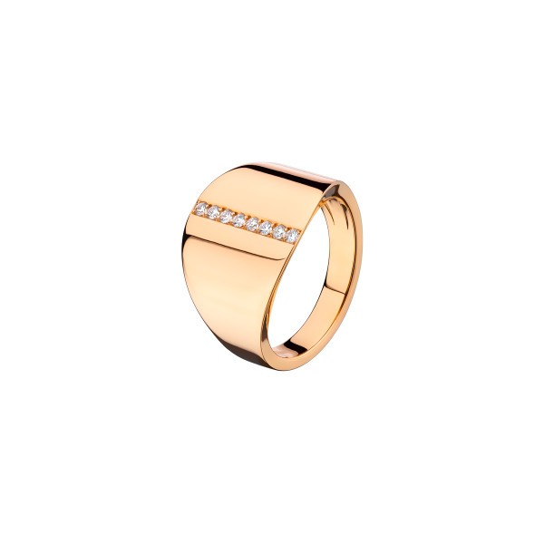 Ring Riviera in pink gold and line of diamonds