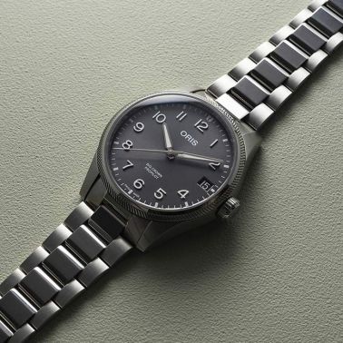 Montre Oris Aviation Big Crown Propilot Big Date automatique cadran gris bracelet acier 41 mm