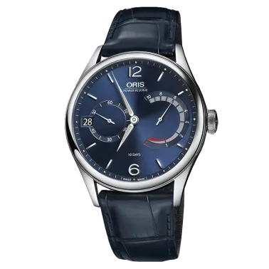 Montre Oris Culture Artelier Calibre 111 cadran bleu bracelet cuir bleu 43 mm