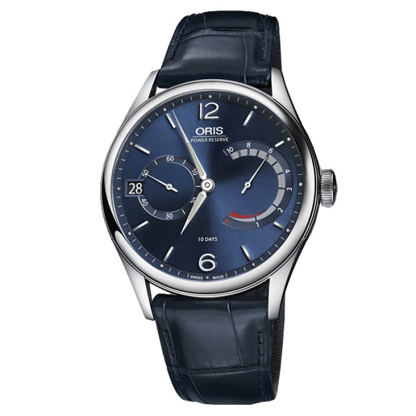 Montre Oris Culture Artelier Calibre 111 cadran bleu bracelet cuir bleu 43 mm