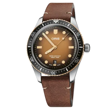 Montre Oris Plongée Divers Sixty-Five automatique cadran marron bracelet cuir marron 40 mm