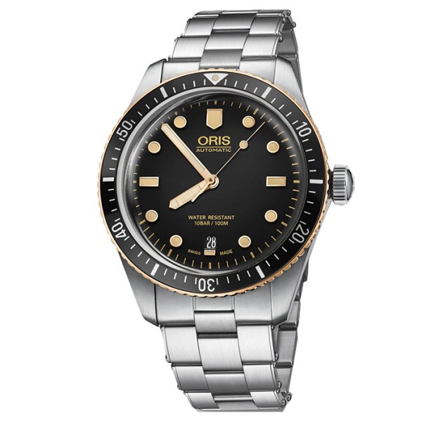 Oris Plongée Divers Sixty-Five automatic watch black dial steel bracelet 40 mm