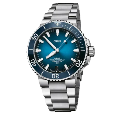 Oris Plongée Aquis Date Caliber 400 watch blue dial steel bracelet 43,5 mm