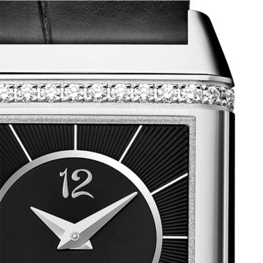 Montre Jaeger LeCoultre Reverso Classic Medium Duetto automatique cadran argent bracelet cuir bleu