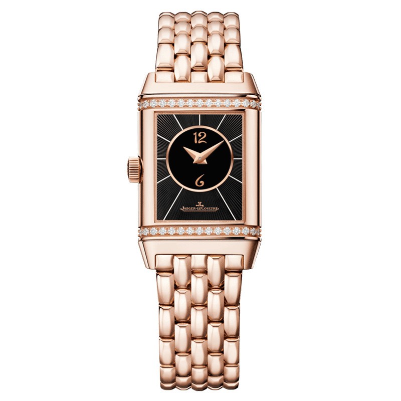 Montre Jaeger LeCoultre Reverso Classic Small Duetto automatique cadran argent bracelet or rose