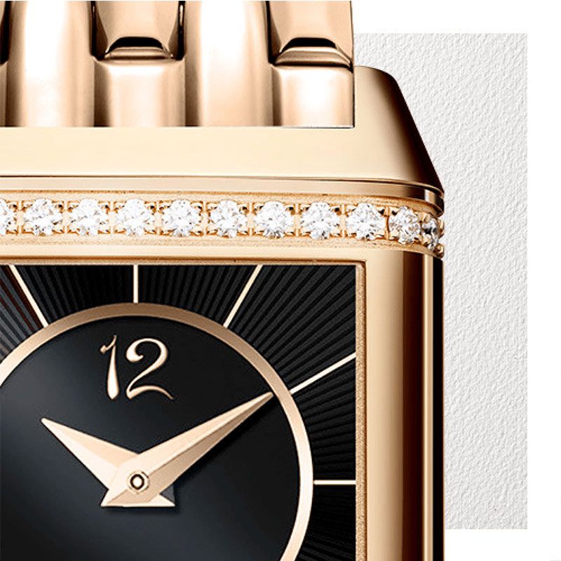 Montre Jaeger LeCoultre Reverso Classic Small Duetto automatique cadran argent bracelet or rose