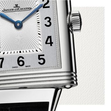 Montre Jaeger LeCoultre Reverso Classic Small Duetto automatique cadran argent bracelet cuir bleu