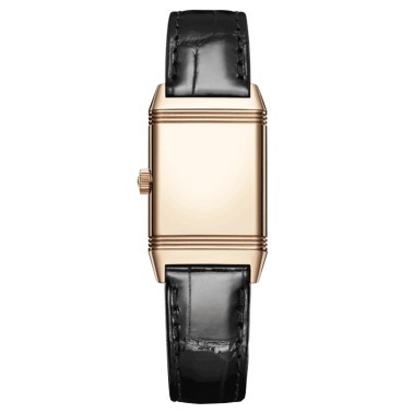 Montre Jaeger LeCoultre Reverso Classic Small automatique cadran argent bracelet cuir noir