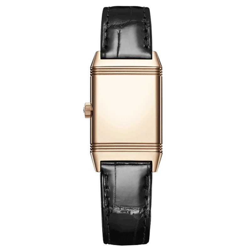 Montre Jaeger LeCoultre Reverso Classic Small automatique cadran argent bracelet cuir noir