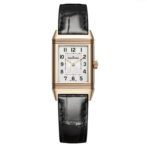 Jaeger LeCoultre Reverso Classic Small automatic watch silver dial black leather strap