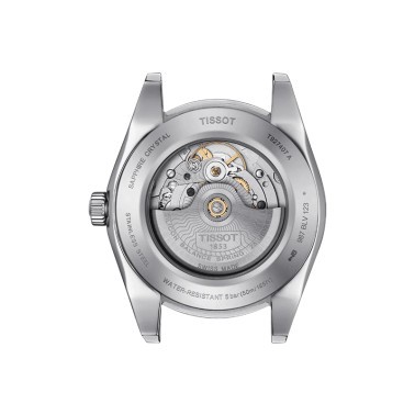 Montre Tissot T-Gold Gentleman Powermatic 80 silicium cadran noir bracelet cuir noir 42 mm