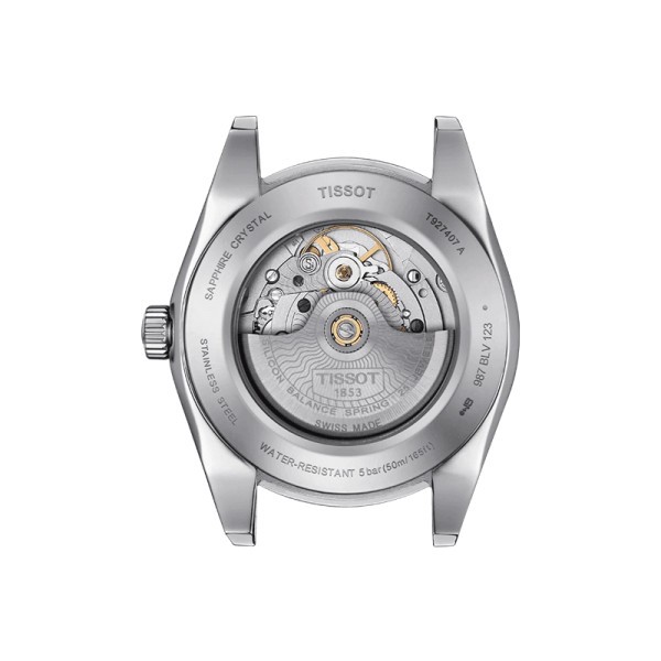 Montre Tissot T-Gold Gentleman Powermatic 80 silicium cadran argenté bracelet acier 42 mm