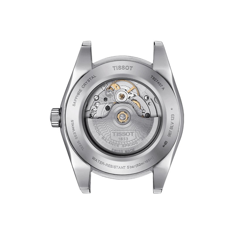 Montre Tissot T-Gold Gentleman Powermatic 80 silicium cadran argenté bracelet acier 42 mm