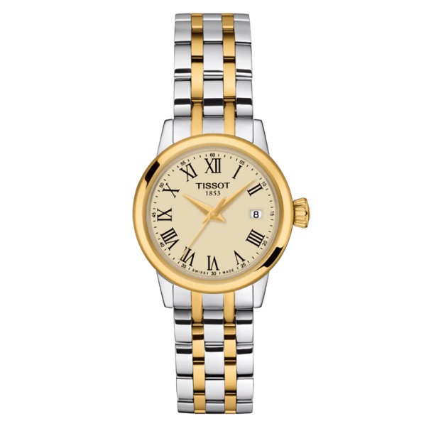 Tissot T-Classic Dream Lady quartz watch PVD gold-plated watch white dial stainless steel bracelet 28 mm