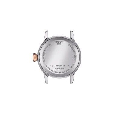 Montre Tissot T-Classic Dream Lady quartz acier PVD doré rose cadran blanc bracelet acier 28 mm