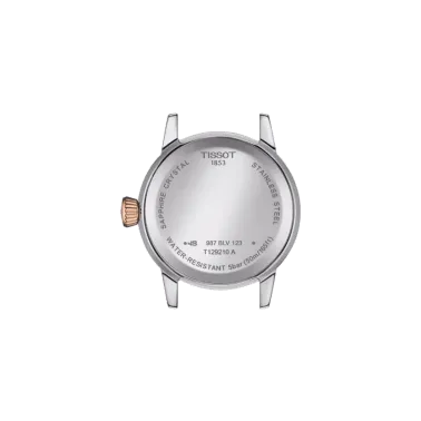 Tissot T-Classic Dream Lady quartz watch pink gold PVD steel white dial steel bracelet 28 mm