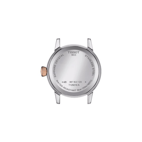 Montre Tissot T-Classic Dream Lady quartz acier PVD doré rose cadran blanc bracelet acier 28 mm