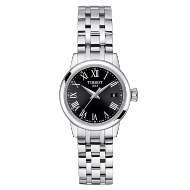 Montre Tissot T-Classic Dream Lady quartz cadran noir bracelet acier 28 mm