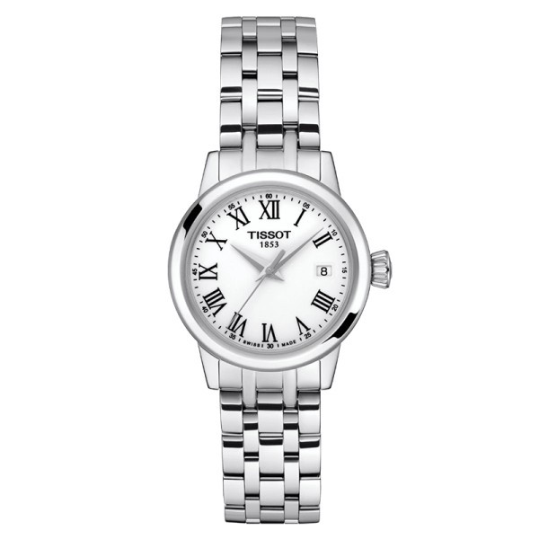 Montre Tissot T-Classic Dream Lady quartz cadran blanc bracelet acier 28 mm