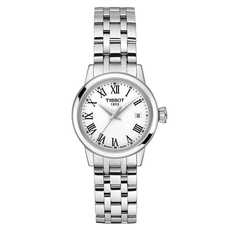 Tissot T-Classic Dream Lady quartz watch white dial steel bracelet 28 mm