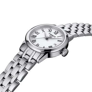 Montre Tissot T-Classic Dream Lady quartz cadran blanc bracelet acier 28 mm