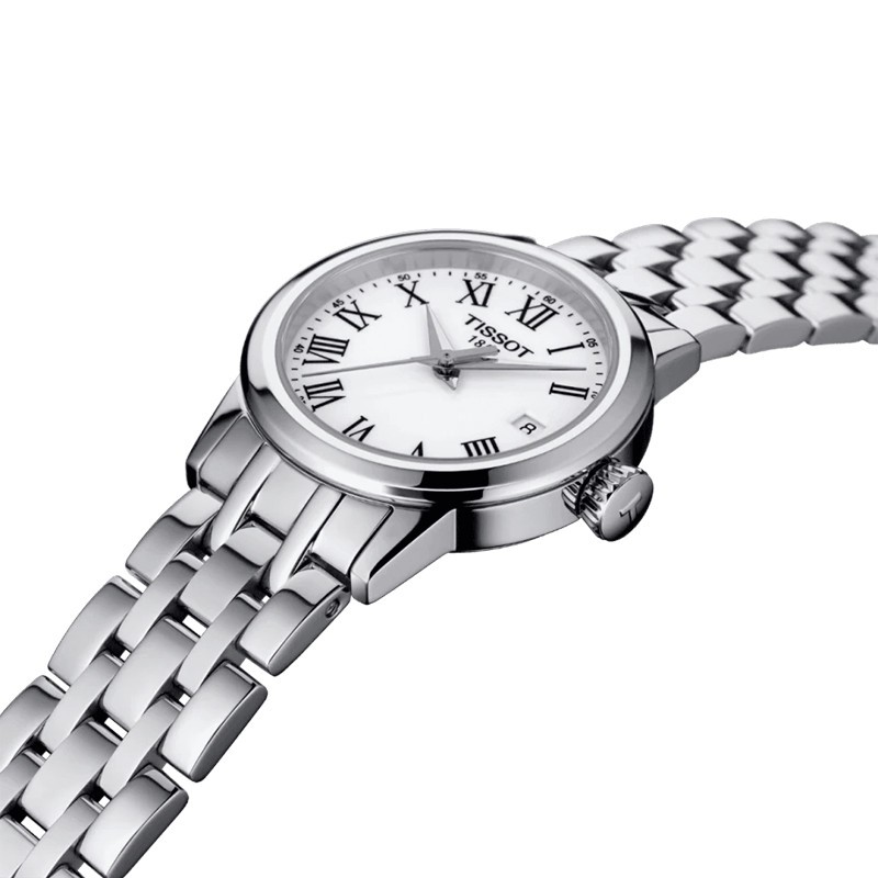 Montre Tissot T-Classic Dream Lady quartz cadran blanc bracelet acier 28 mm