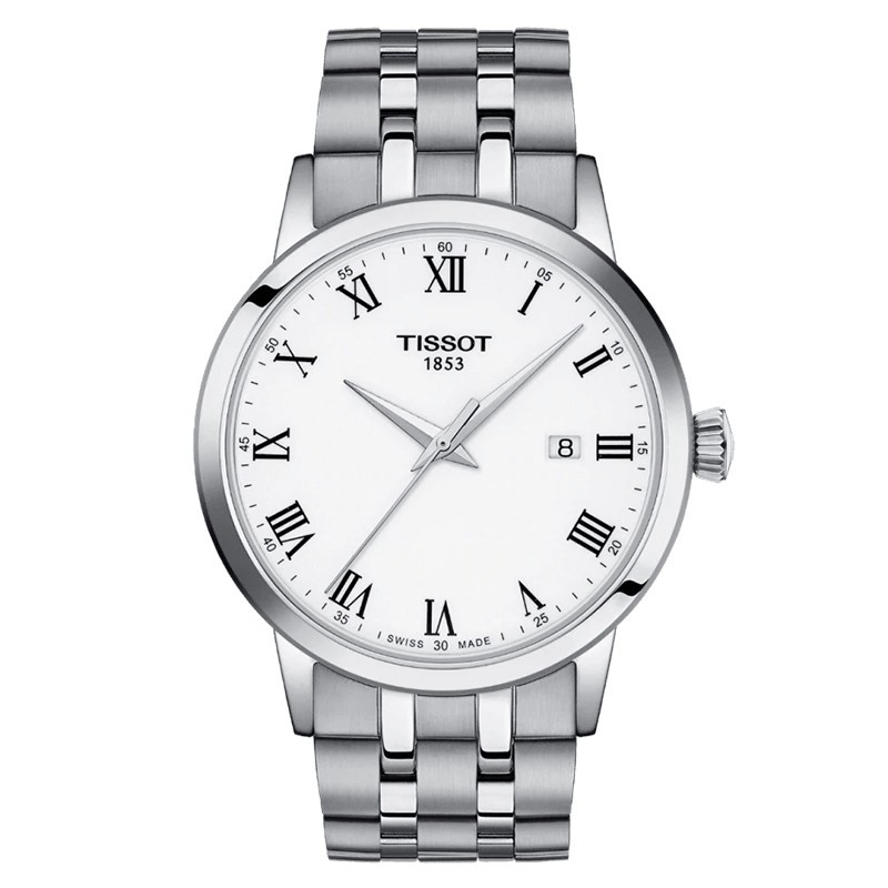 Tissot T-Classic Dream Gent quartz watch white dial steel bracelet 42 mm