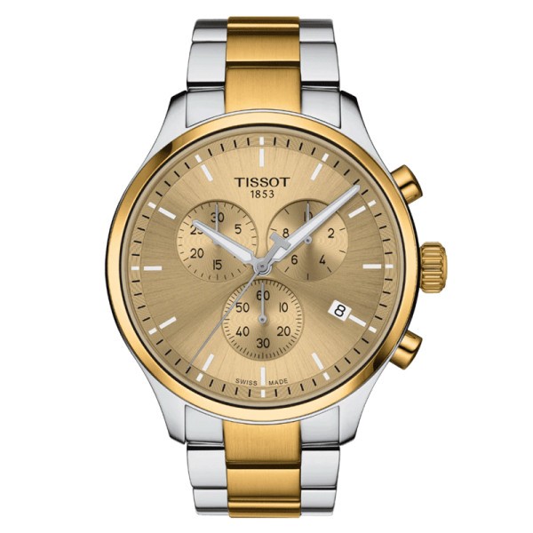 Tissot T-Sport Chrono XL quartz stainless steel gold-plated watch gold-plated dial stainless steel bracelet 45 mm