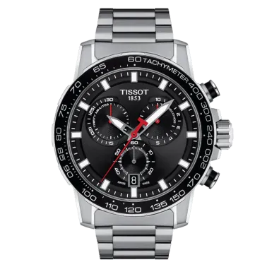 Montre Tissot T-Sport Supersport Chrono quartz cadran noir bracelet acier 45,5 mm T125.617.11.051.00