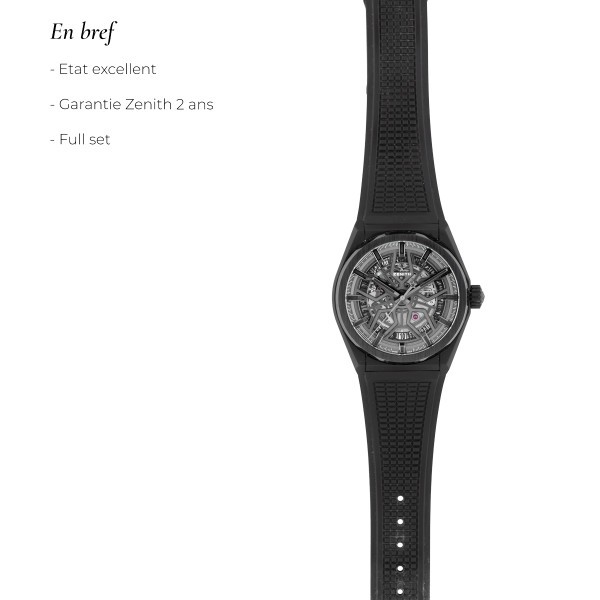 Zenith Defy Classic Black Ceramic Skeleton Dial Rubber Strap Men's Watch  49.9000.670/77.R782