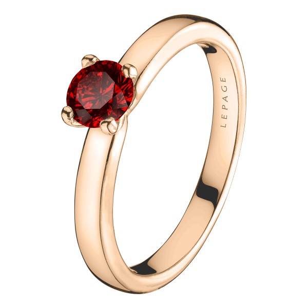 Solitaire Lepage Evidence en or rose rubis brillant