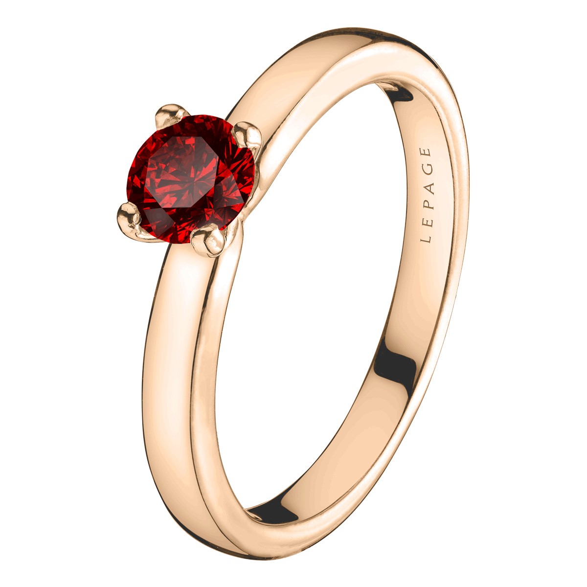 Solitaire Lepage Evidence en or rose rubis brillant