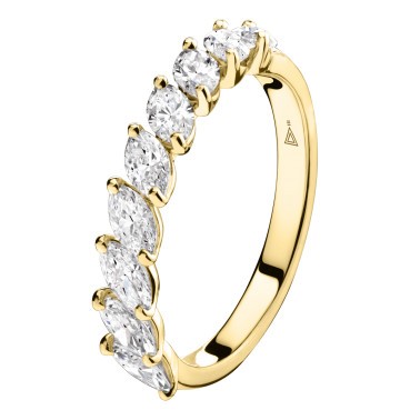Alliance Lepage Suzanne en or jaune et diamants taille navette