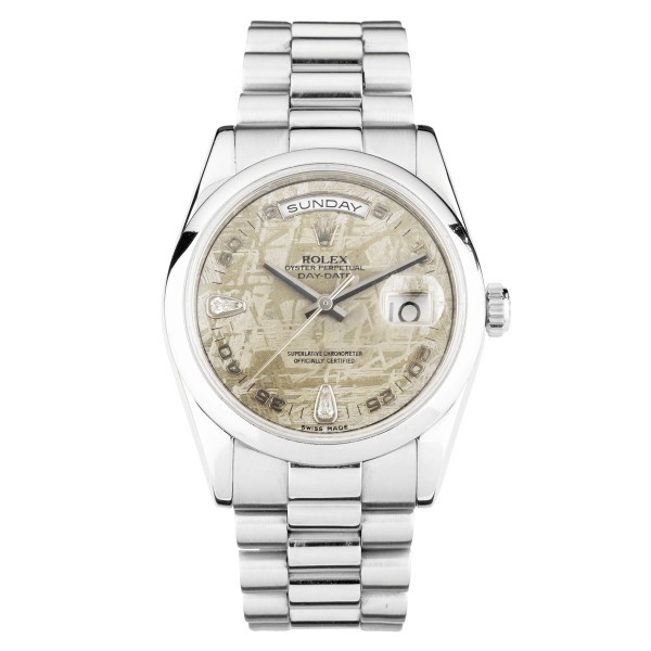 Rolex Day-Date platinum watch meteorite dial and diamonds 36 mm 2009 Full Set 118206