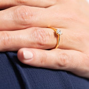 Solitaire Lepage Désir en or rose diamant