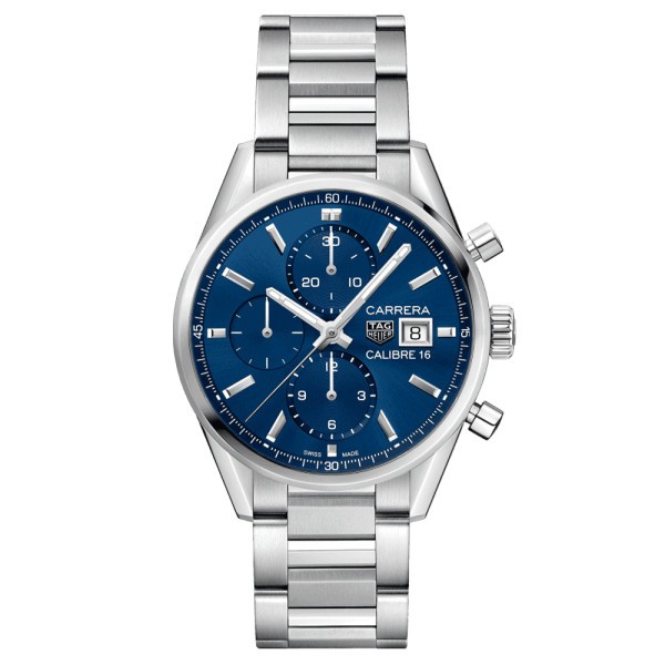 Montre TAG Heuer Carrera Calibre 16 cadran bleu bracelet acier 41 mm