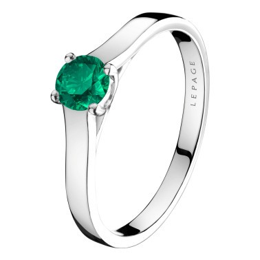 Solitaire Lepage Jackie en or blanc et émeraude