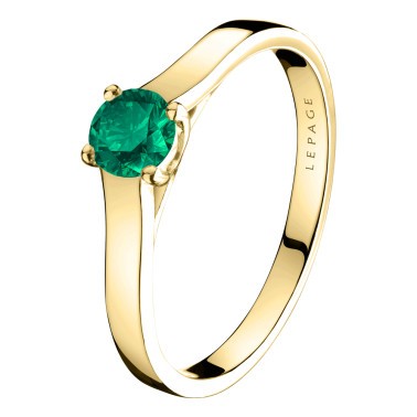 Solitaire Lepage Jackie en or jaune et émeraude