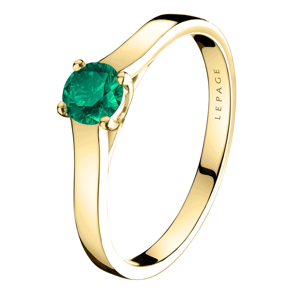 Solitaire Lepage Jackie en or jaune et émeraude