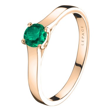 Solitaire Lepage Jackie en or rose et émeraude