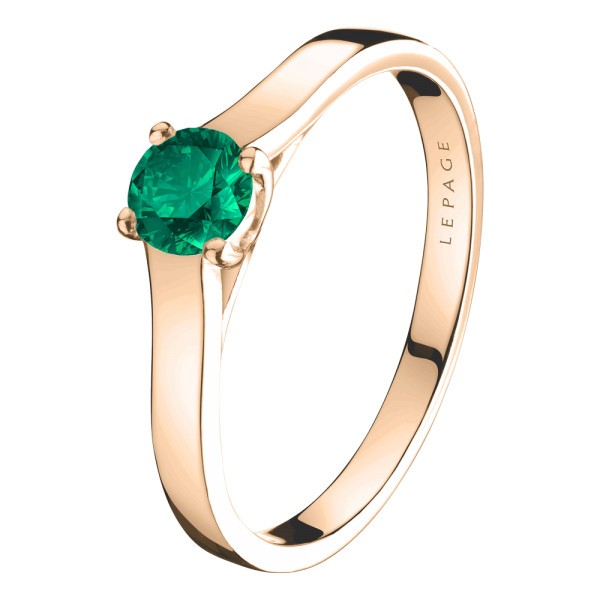 Solitaire Lepage Jackie en or rose et émeraude