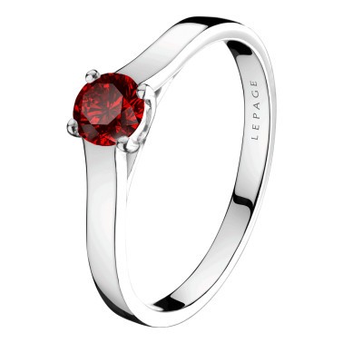 Solitaire Lepage Jackie en or blanc et rubis