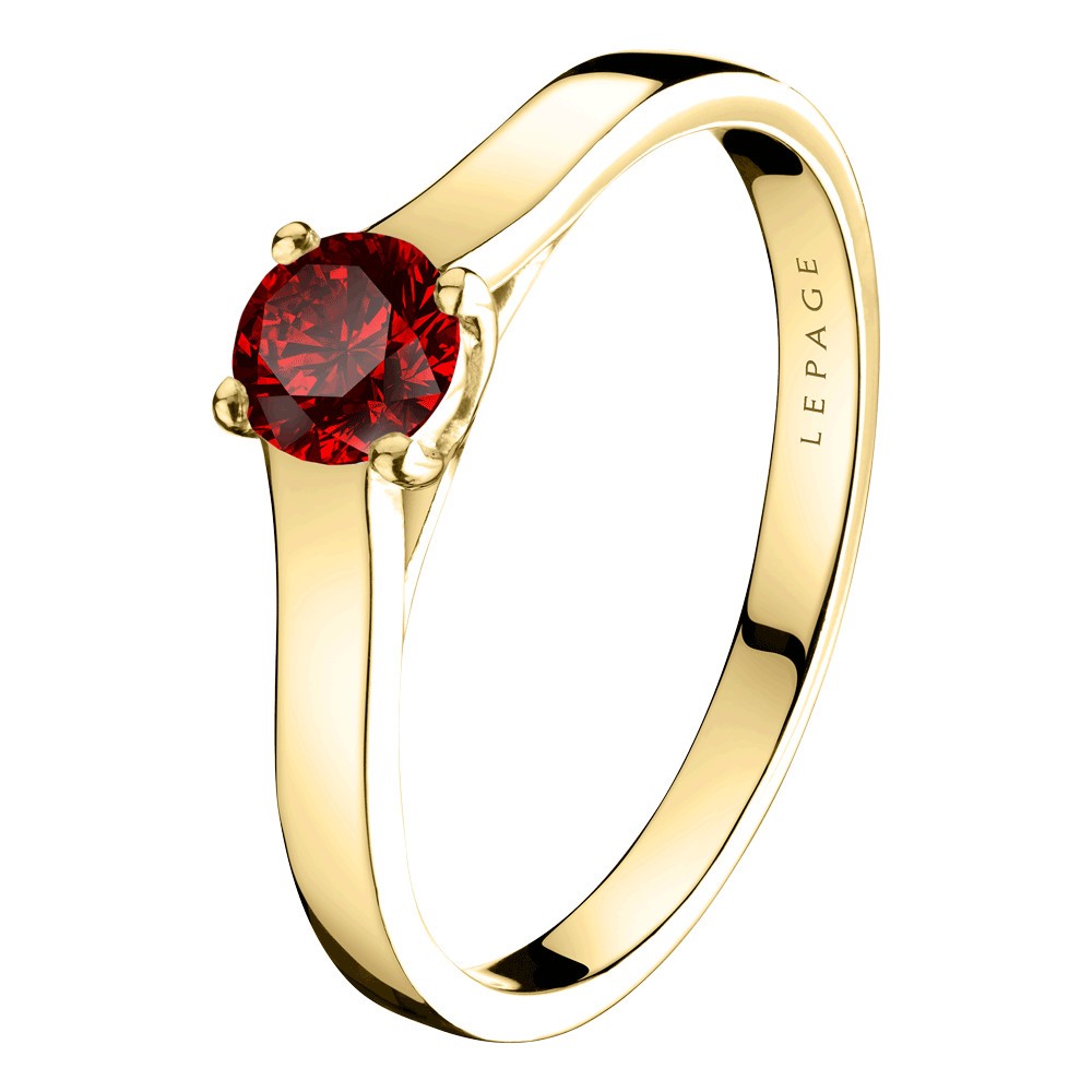 Solitaire Lepage Jackie en or jaune et rubis