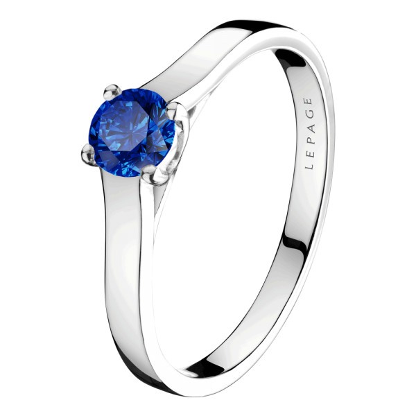 Solitaire Lepage Jackie en or blanc et saphir